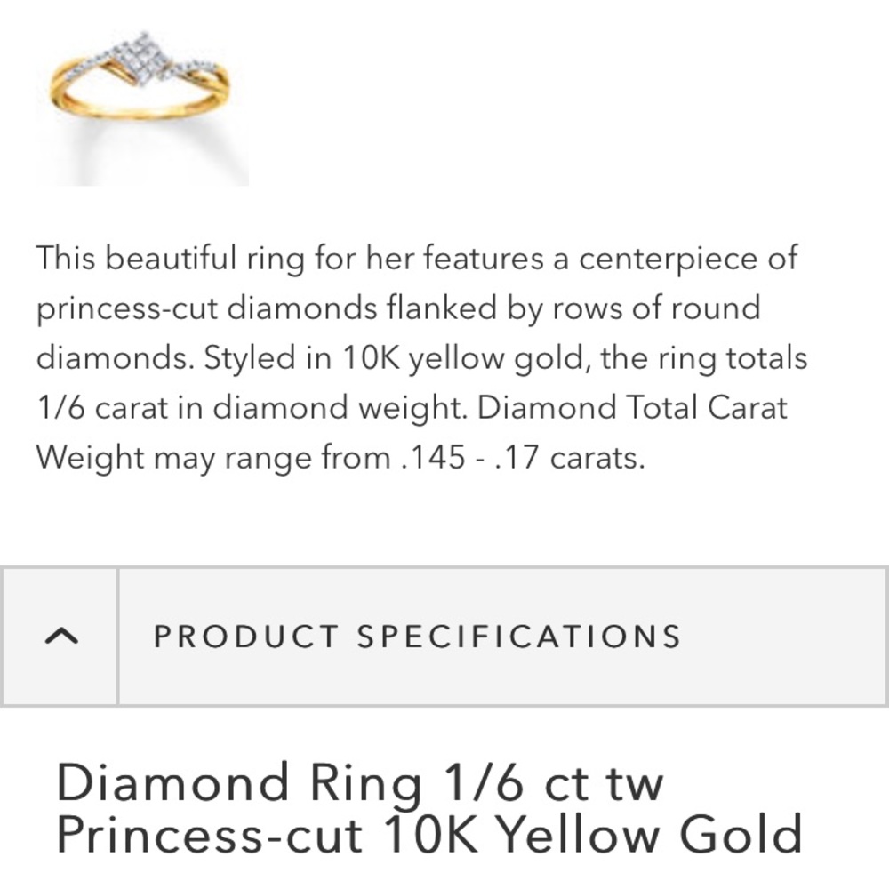 🚫SOLD Diamond Ring 1/6 ct Princess Cut 10K Yellow Gold - Picture 5 of 8